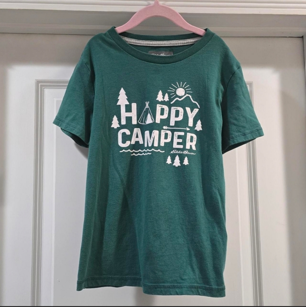 Eddie Bauer Kids Green Happy Camper Tee Size S (7/8)